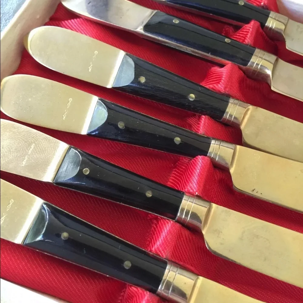 Vintage Onyx Mini Appetizer Knives Dinnerware Set